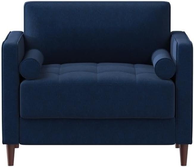 LifeStyle Solutions Jareth King Chair in Navy Blue Fabric Upholstery