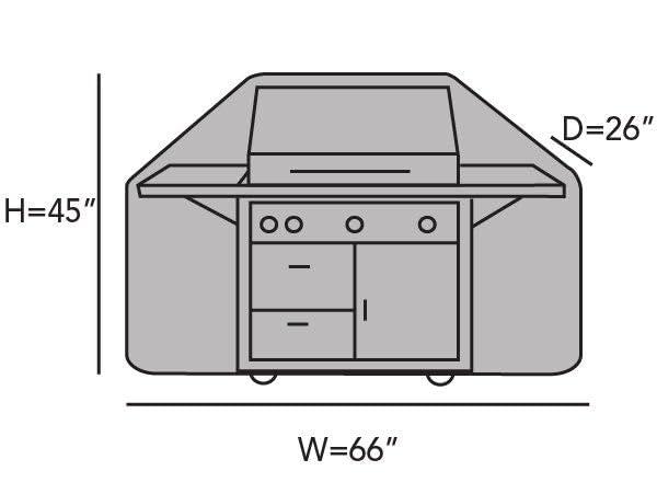 Grill Cover - Weather Resistant Outdoor Cover, Heavy Duty BBQ Covers for Large Outdoor Kitchen, 300D Polyester, 66 Inch, Charcoal