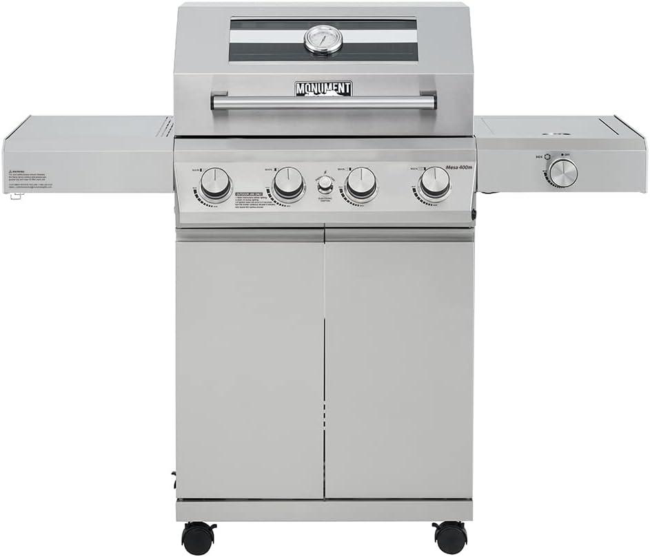 Mesa 400M Stainless Steel 4-Burner Propane Gas Grill with Side Burner