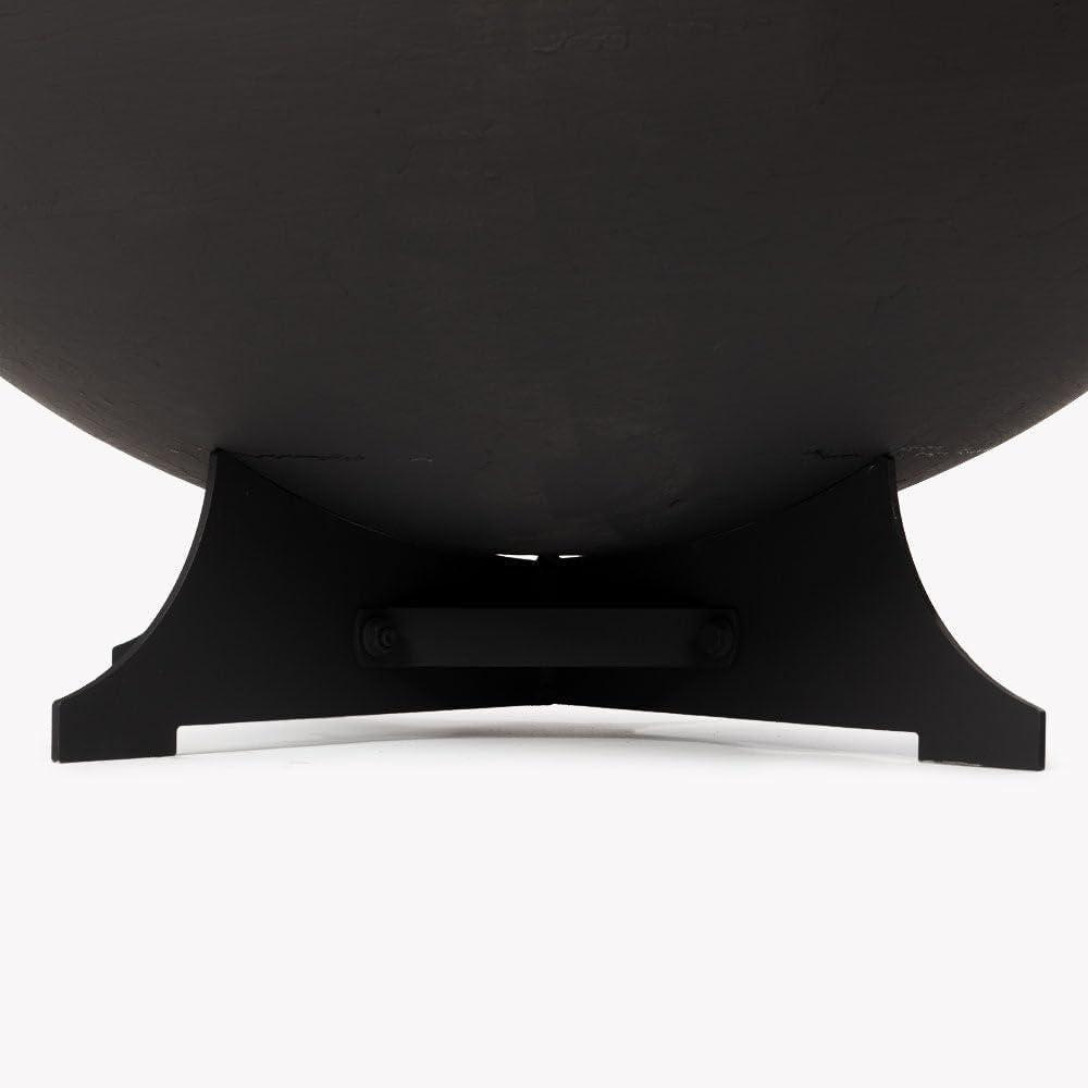 Ash & Ember 32" Hemisphere Fire Pit with Screen and Poker, Cast Iron High-Temperature Black Paint Fire Bowl, Wood Burning Backyard Fireplace, Portable Outdoor Firepit