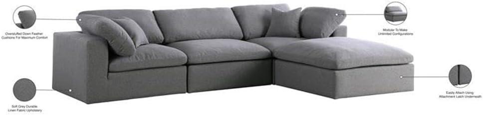 Meridian Furniture Serene Cream Durable Linen Fabric Modular Sectional