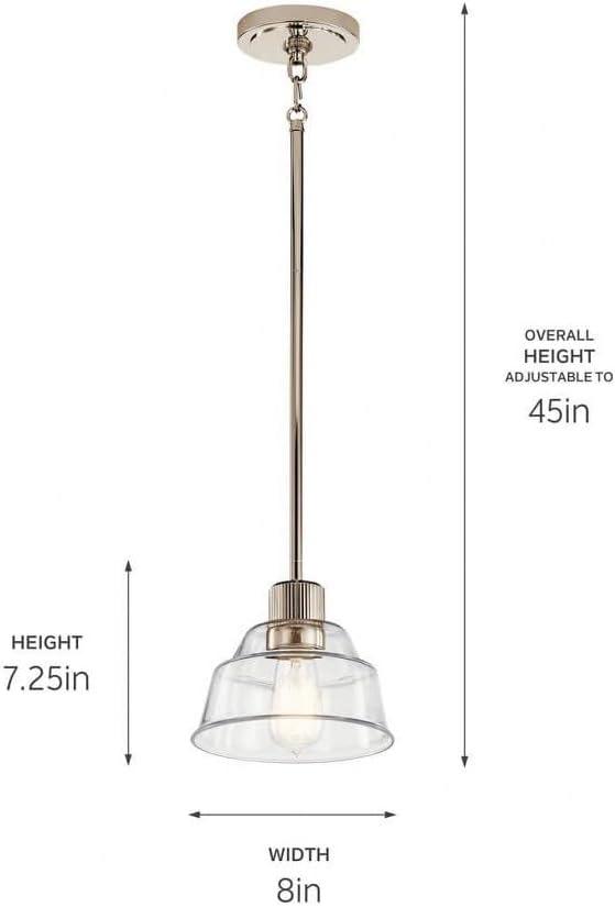 Polished Nickel Mini Pendant with Clear Glass Shade