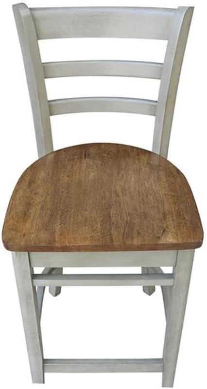 International Concepts Wood Emily Ladder Back Counter Height Stool - 24" Seat Height - Distressed Hickory/Stone