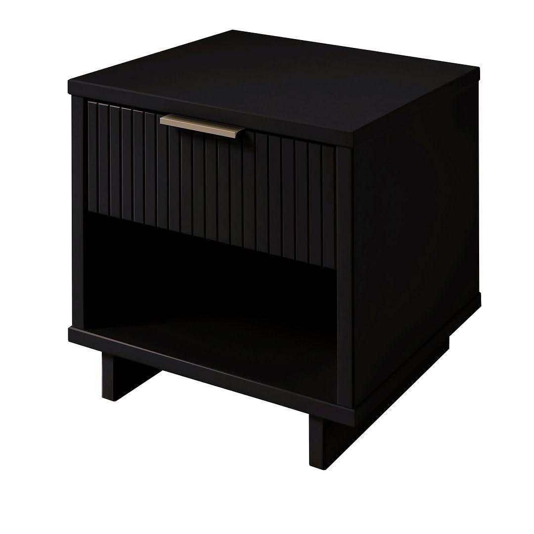Granville Modern 2 Drawer Nightstand Light Gray - Manhattan Comfort: Soft Close, UV Finish, Metal Handles