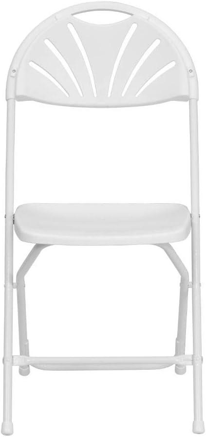 Flash Furniture 2 Pack HERCULES Series 650 lb. Capacity White Plastic Fan Back Folding Chair