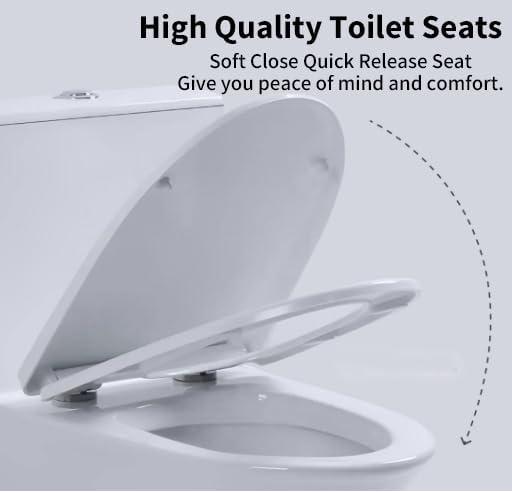 Momei One Piece Toilet,Floor-Discharge Dual Flush,Glossy White - 24.8x13x27.56