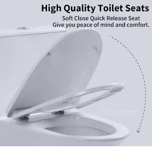 Momei One Piece Toilet,Floor-Discharge Dual Flush,Glossy White - 24.8x13x27.56