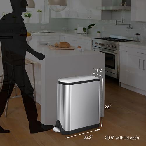 Simplehuman 45-Liter Brushed Stainless Steel Butterfly Step Trash Can