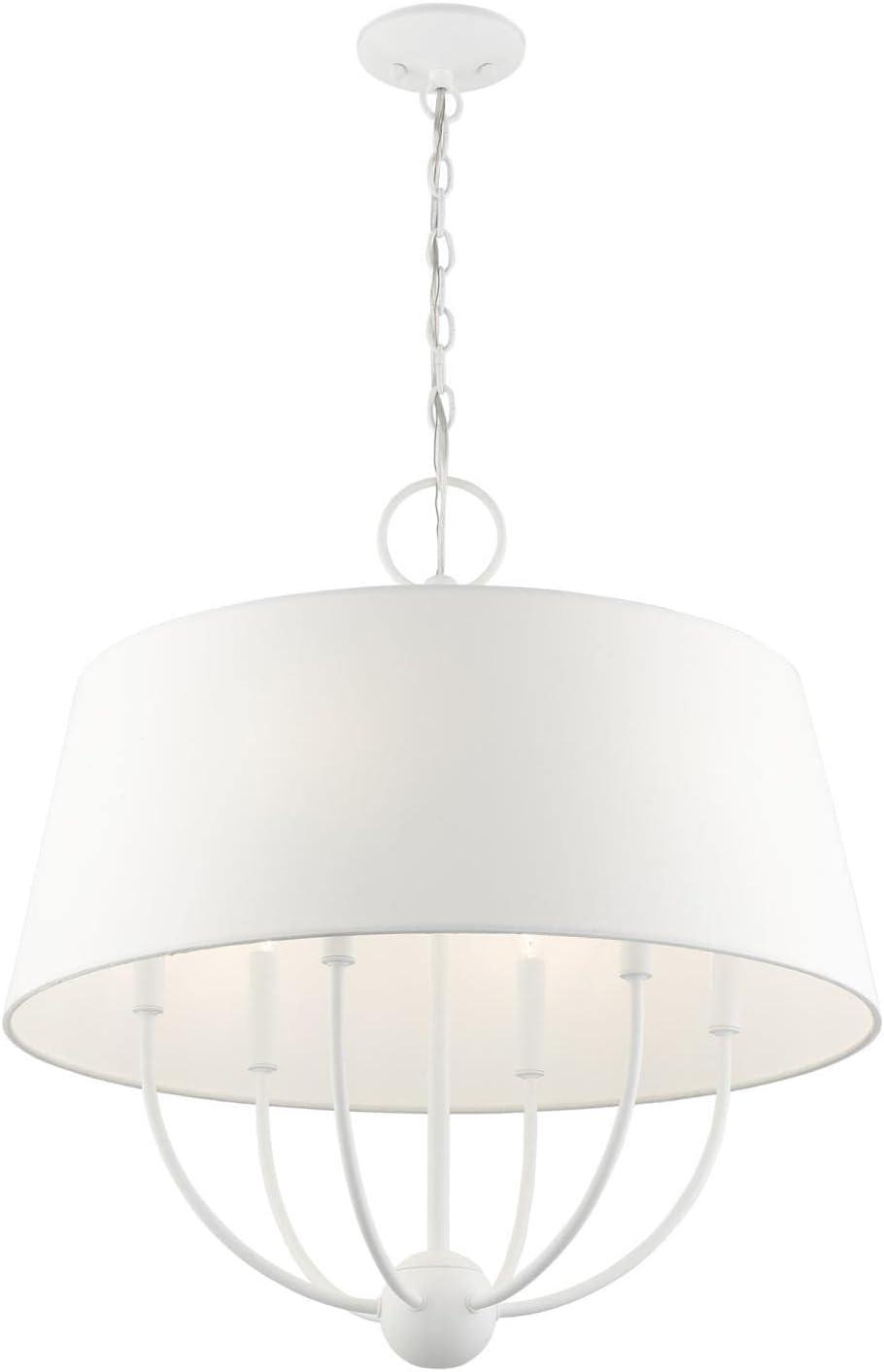 Ridgecrest Transitional 6-Light White Drum Pendant Chandelier