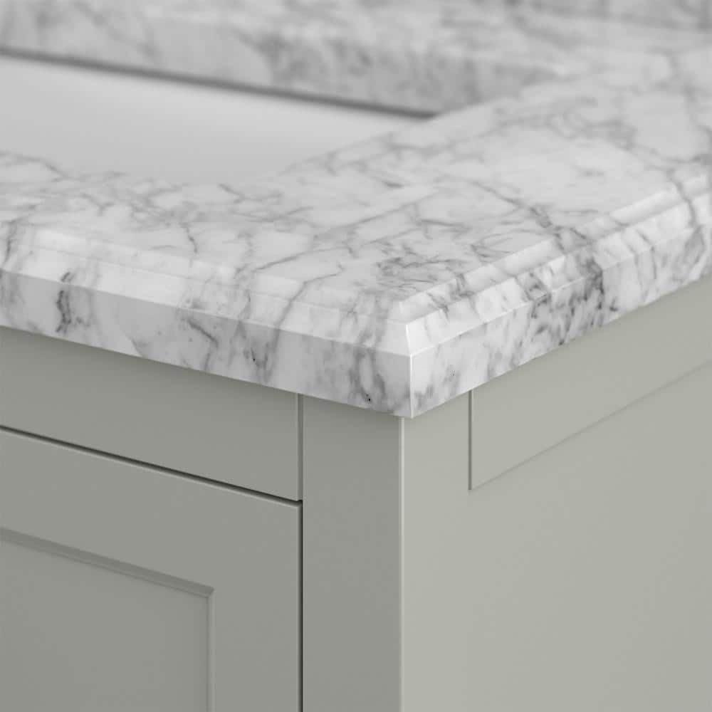 Furniture of America Freya 37" Gray Single Bathroom Vanity with White Carrera Marble Top and Undermount Sink