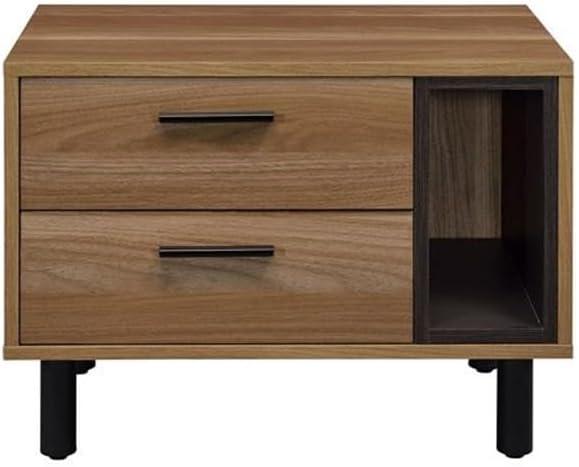 23" Trolgar Accent Table Brown Oak/Black Finish - Acme Furniture: No Assembly, Open Shelf, Wood Composite