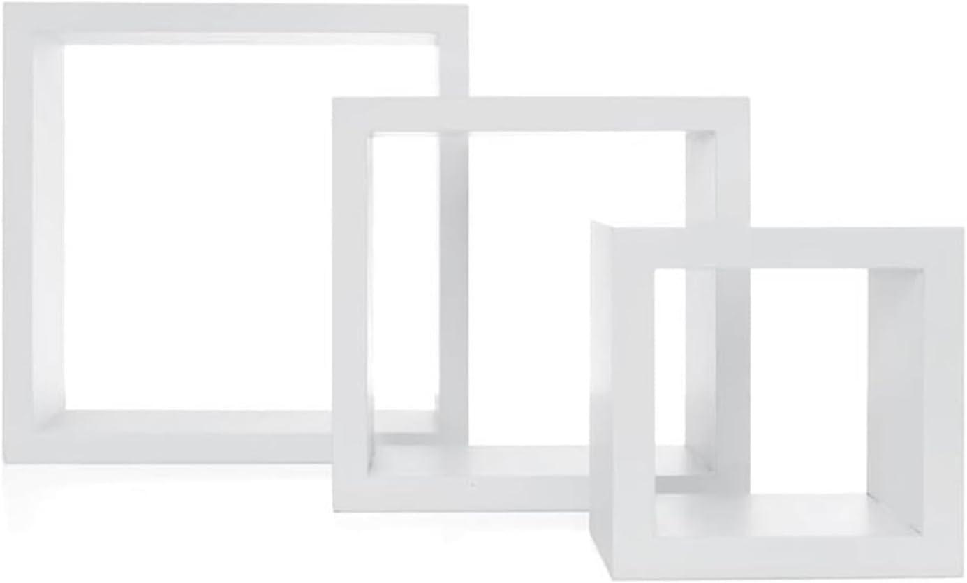 Nexxt Set of 3 Cubbi Floating Wall Shelves White: Wood Composite Wall Cubes, No Assembly Required