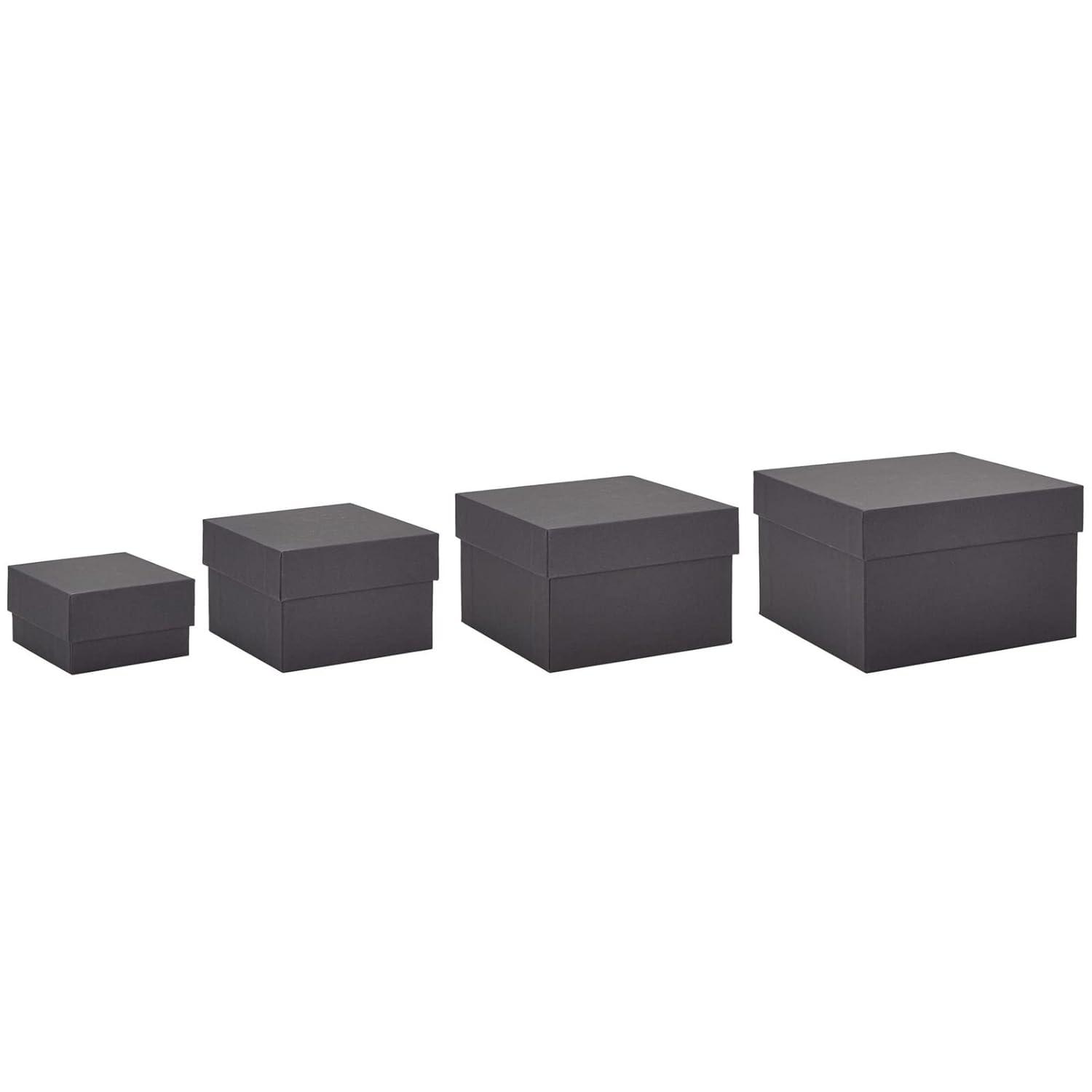 Stockroom Plus Set of 4 Sizes Square Nesting Gift Boxes with Lids for Presents, Decorative Goodie Box for Holidays, Holographic Silver