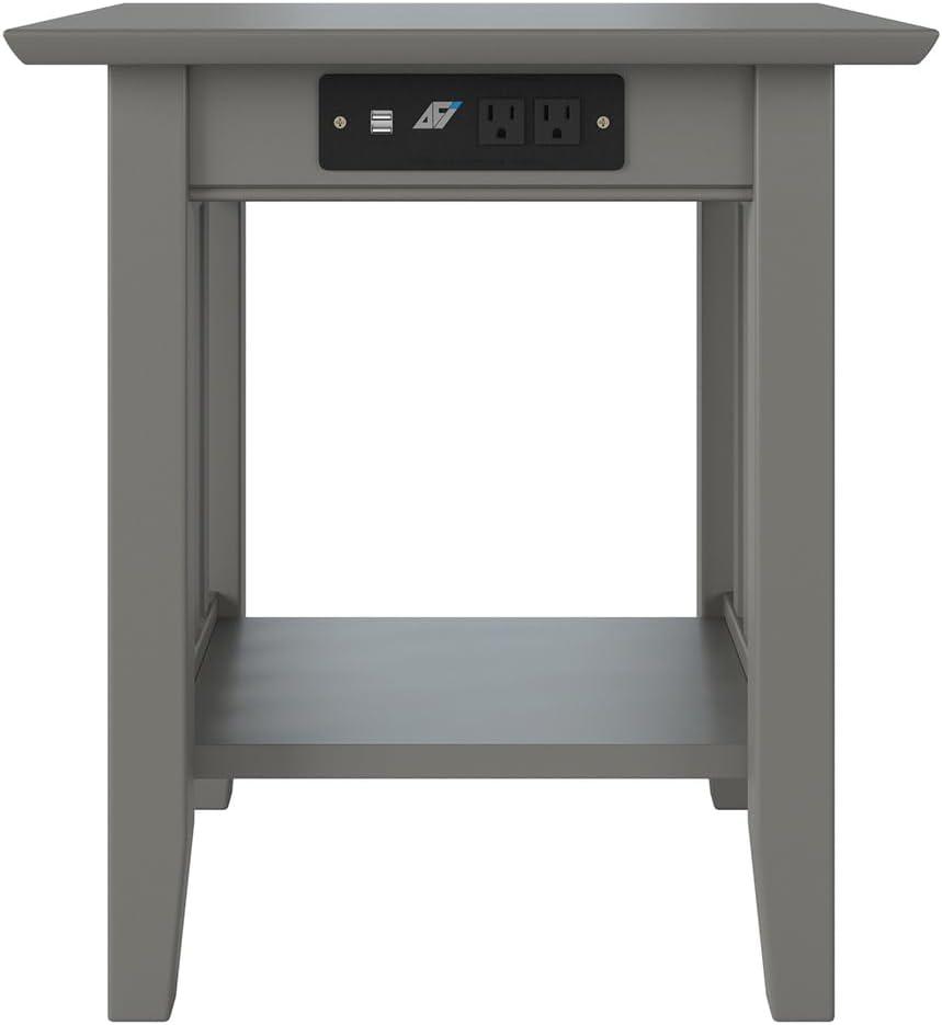 Mission End Table with Charger, Grey