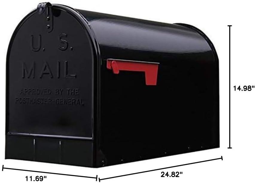 Extra Large Black Galvanized Steel Post-Mount Mailbox
