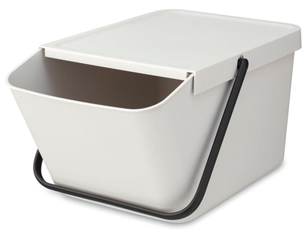 Light Gray Stackable Plastic Recycling Bin with Carry Handle