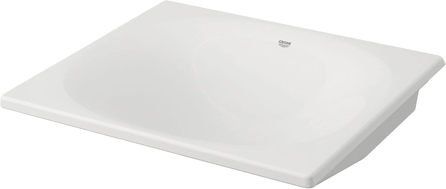 Eurocube® Alpine White Rectangular Undermount Bathroom Sink with Overflow