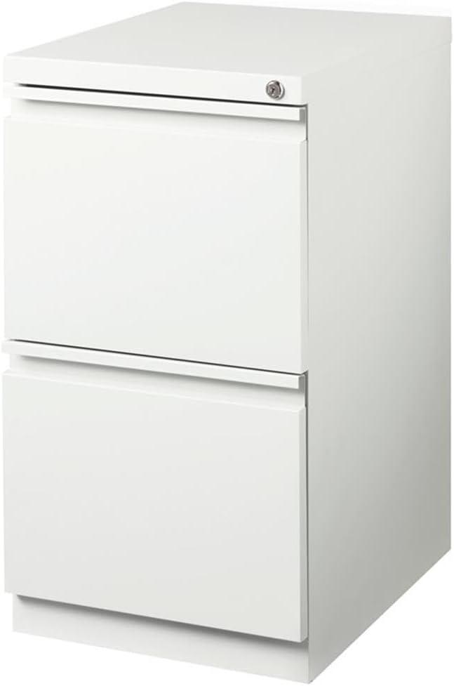 Hirsh 20" Deep Mobile Pedestal File Cabinet 2 Drawer File-File, Letter Width, White