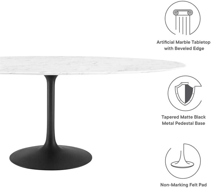 Lippa Oval Artificial Marble Dining Table by Modway