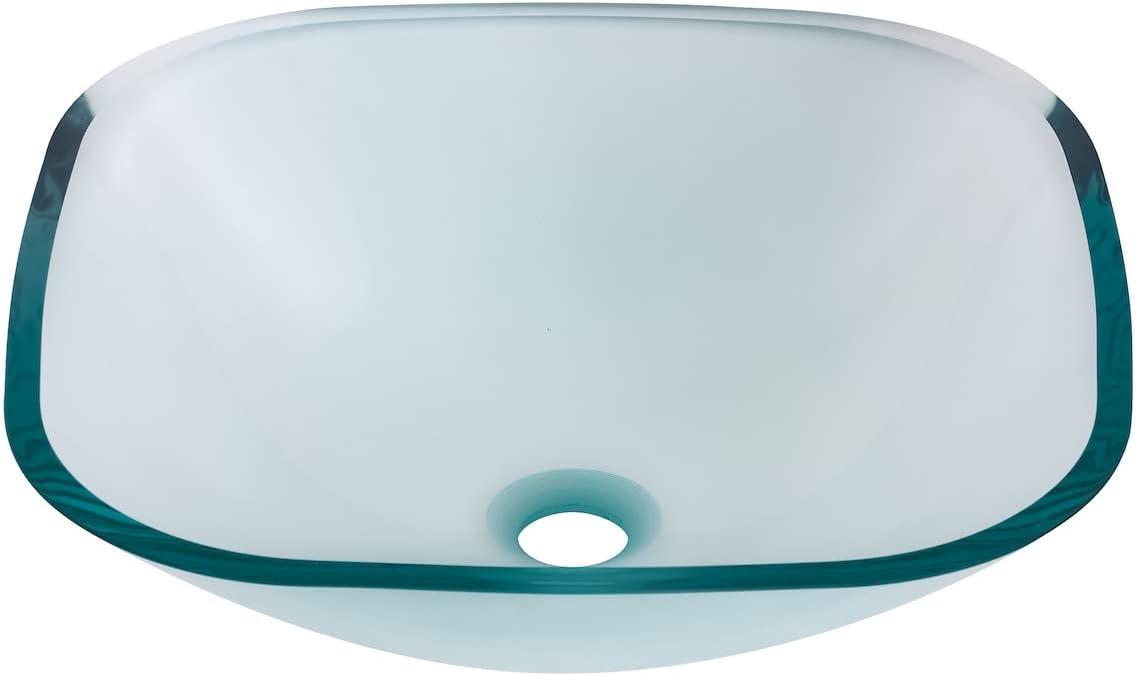 Miseno Mno-7108 Square 16-1/2" Tempered Glass Vessel Bathroom Sink - Nickel