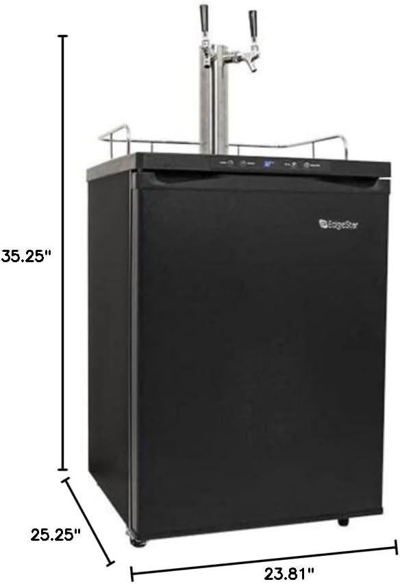 EdgeStar 5.6 Cubic Feet Dual Tap Freestanding Kegerator with Adjustable Temperature