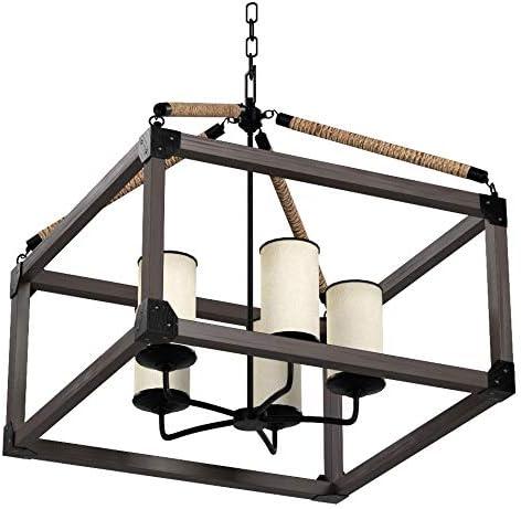 Stardust Finish 5-Light Chandelier with Creme Parchment Glass Shades