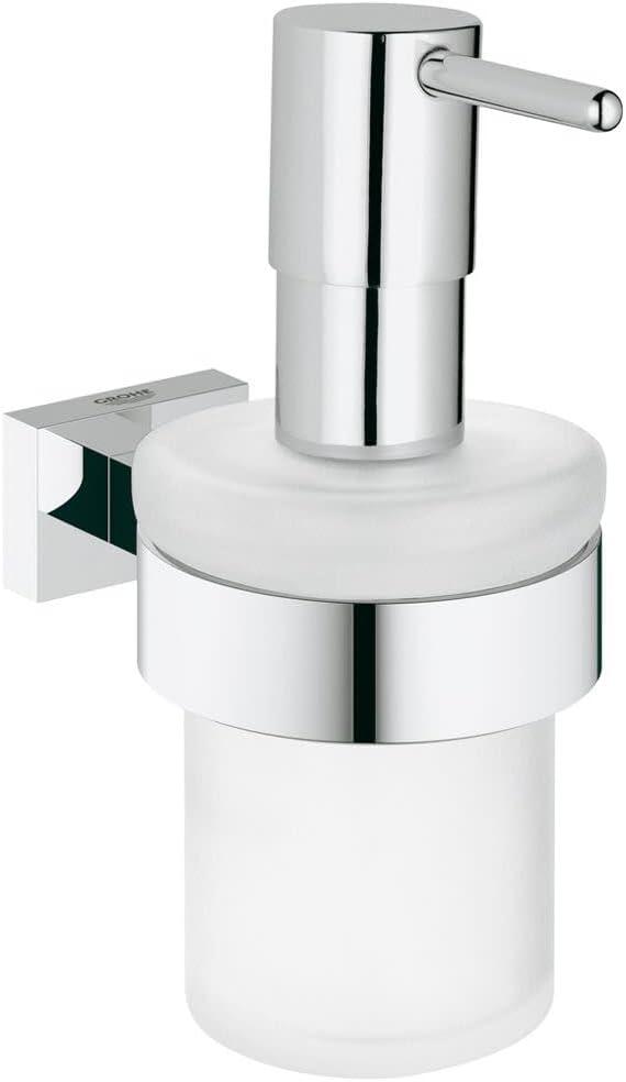 GROHE Essentials Cube Wall-Mounted Soap Dispenser with Holder in StarLight Chrome