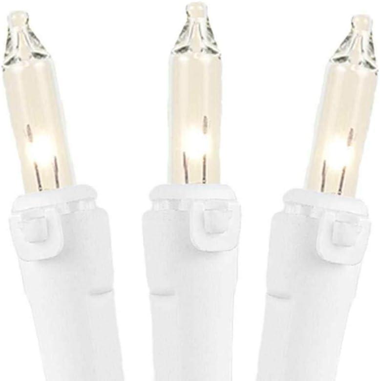 Novelty Lights 11 Feet 50 Bulb Incandescent Mini Lights, Clear with 2.5-Inch Spacing on White Wire, UL Listed for Indoor/Outdoor, Connectable