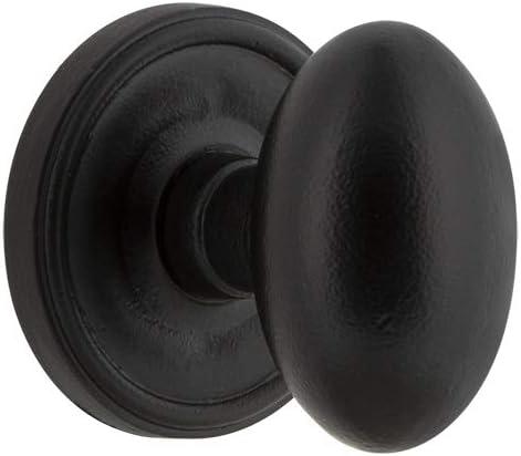 Black Iron Universal Interior Door Knob with Circular Rosette