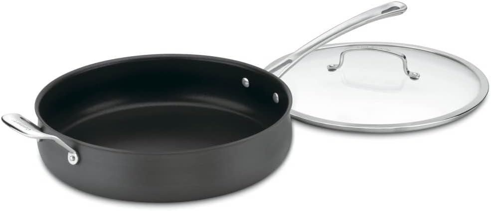 Black Hard Anodized Aluminum Non-Stick Saute Pan with Glass Lid