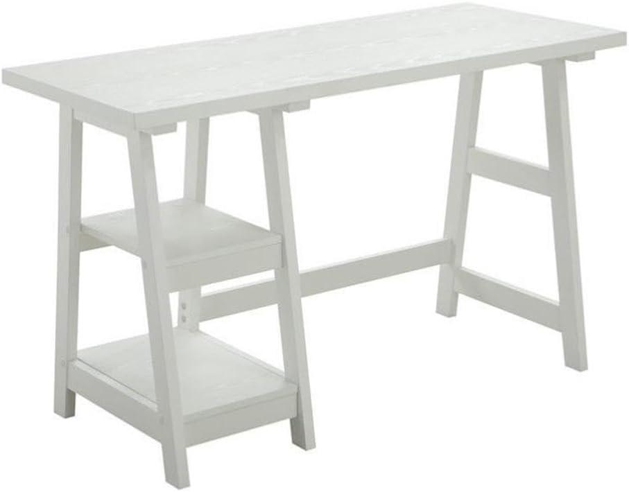 Convenience Concepts Designs2Go 29.25" Tall Trestle Desk with Shelves, White