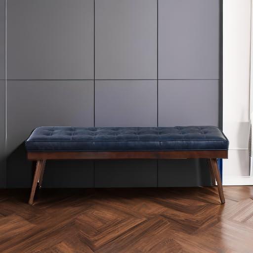 Athan Full-Grain Italian Genuine Leather Bench