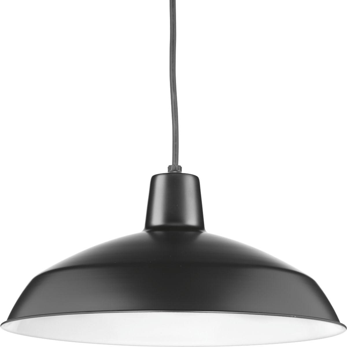 Progress Lighting, Sanabria, 1-Light, Pendant, Matte Black, Spun Metal Shade
