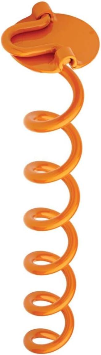 Orange 16-Inch Painted Steel Spiral Ground Anchor