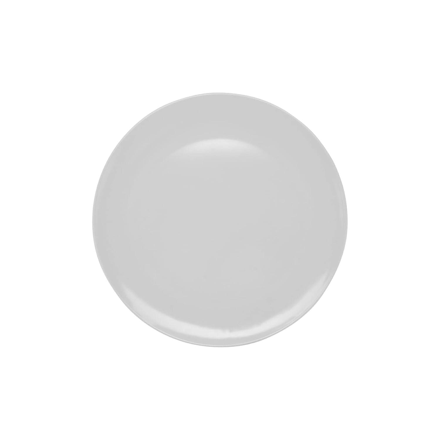 White Round Melamine Break-Resistant Dinner Plate, 14-inch