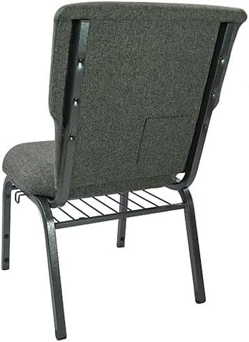 Charcoal Gray Fabric 21" Stacking Church Chair with Silver Steel Frame