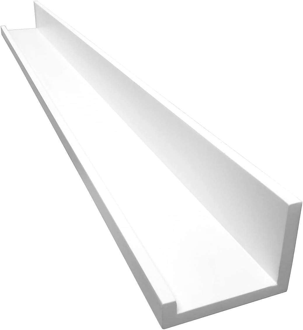 InPlace 48" x 4.5" Picture Ledge Wall Shelf White: Modern Floating Photo Display, MDF, Includes Mounting Hardware