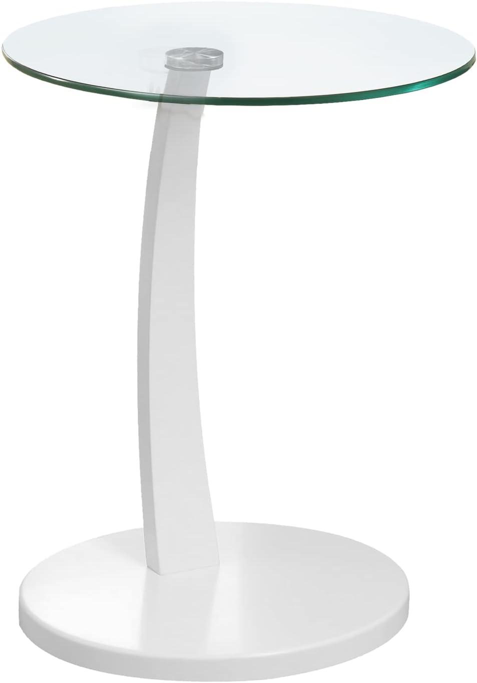 Wildt Accent Table, C-shaped, End, Side, Snack, Living Room, Bedroom, Laminate, White, Clear