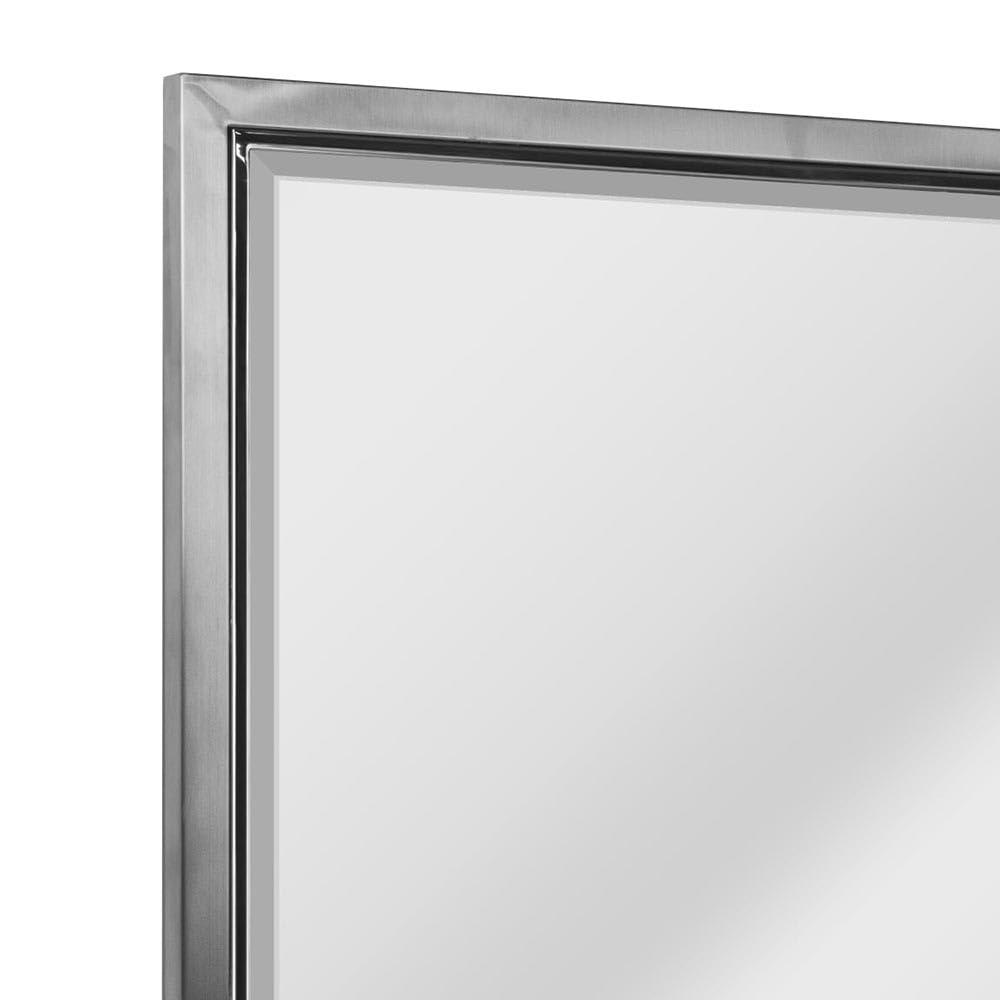Head West Brushed Nickel and Chrome Metal Framed Vanity Mirror for Bathroom - Beveled-Edge Bedroom Mirror with Z-Bar Brackets for Vertical & Horizontal Placement - 24"x30"