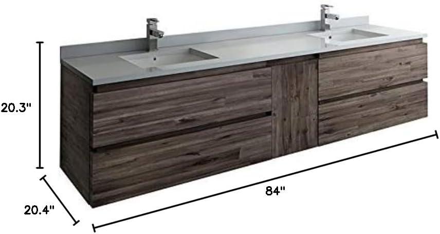 Fresca Formosa 84" Wall-Mounted Double Sink Modern Bathroom Vanity Set