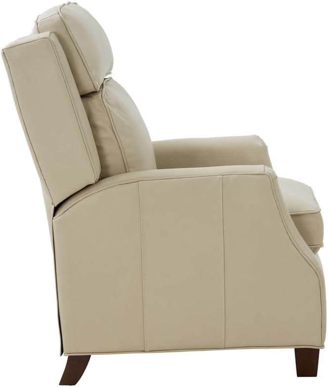 Nixon Cream Leather Recliner with Mahogany Wood Legs