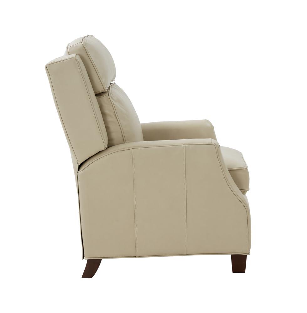 Nixon Cream Leather Recliner with Mahogany Wood Legs