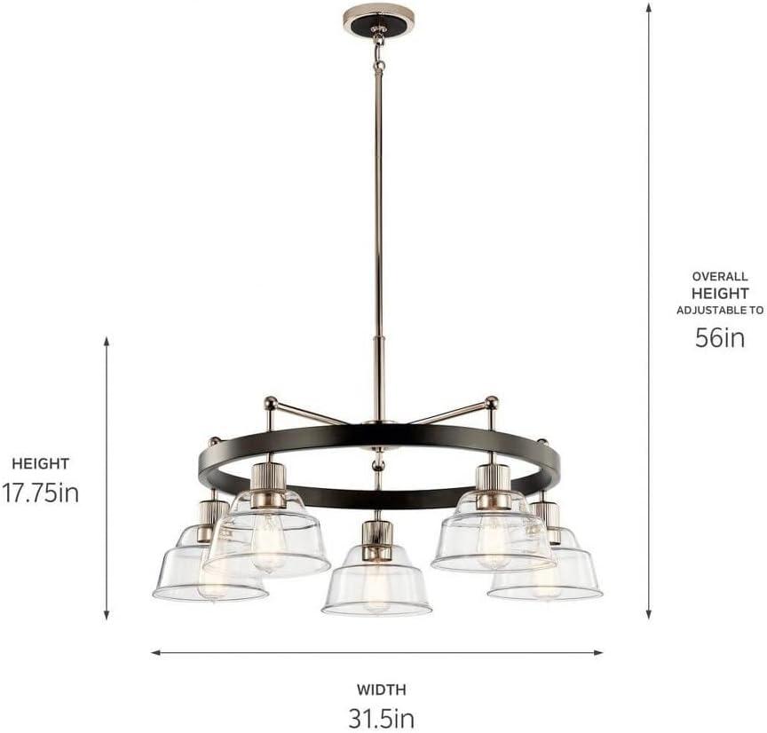 Eastmont 5-Light Polished Nickel Chandelier with Clear Glass