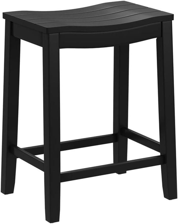 24" Fiddler Wood Backless Counter Height Barstool Black - Hillsdale Furniture: Saddle Seat, Flared Legs