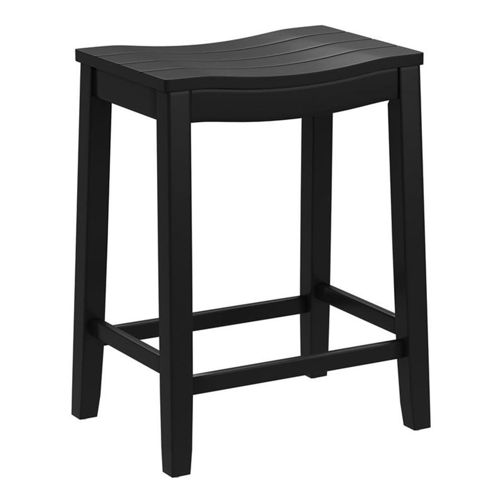 24" Fiddler Wood Backless Counter Height Barstool Black - Hillsdale Furniture: Saddle Seat, Flared Legs