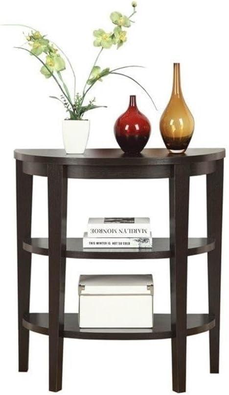 Convenience Concepts Newport Half-Circle Console Table with Shelves, Espresso