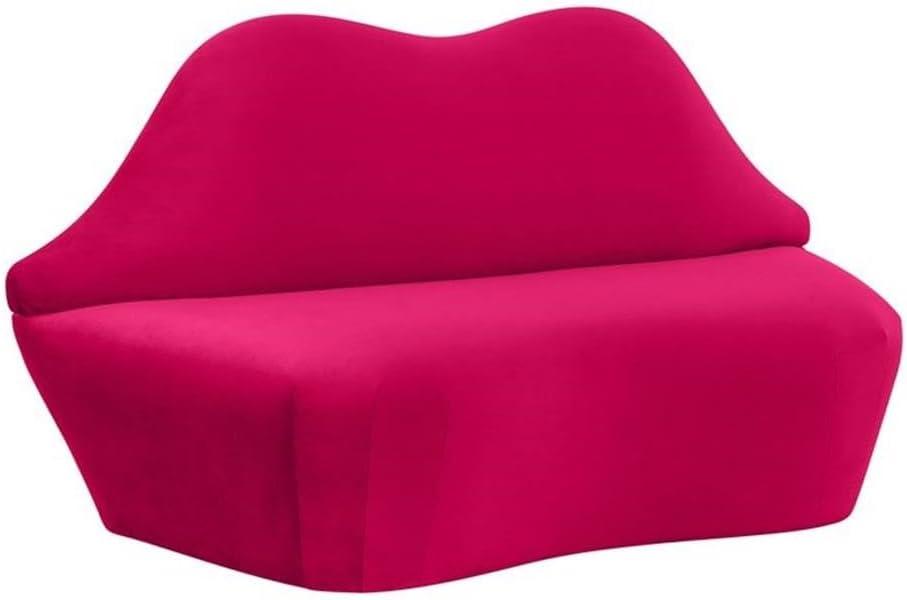 Maklaine 36"H Transitional Velvet Upholstered/Wood Settee Sofa in Pink