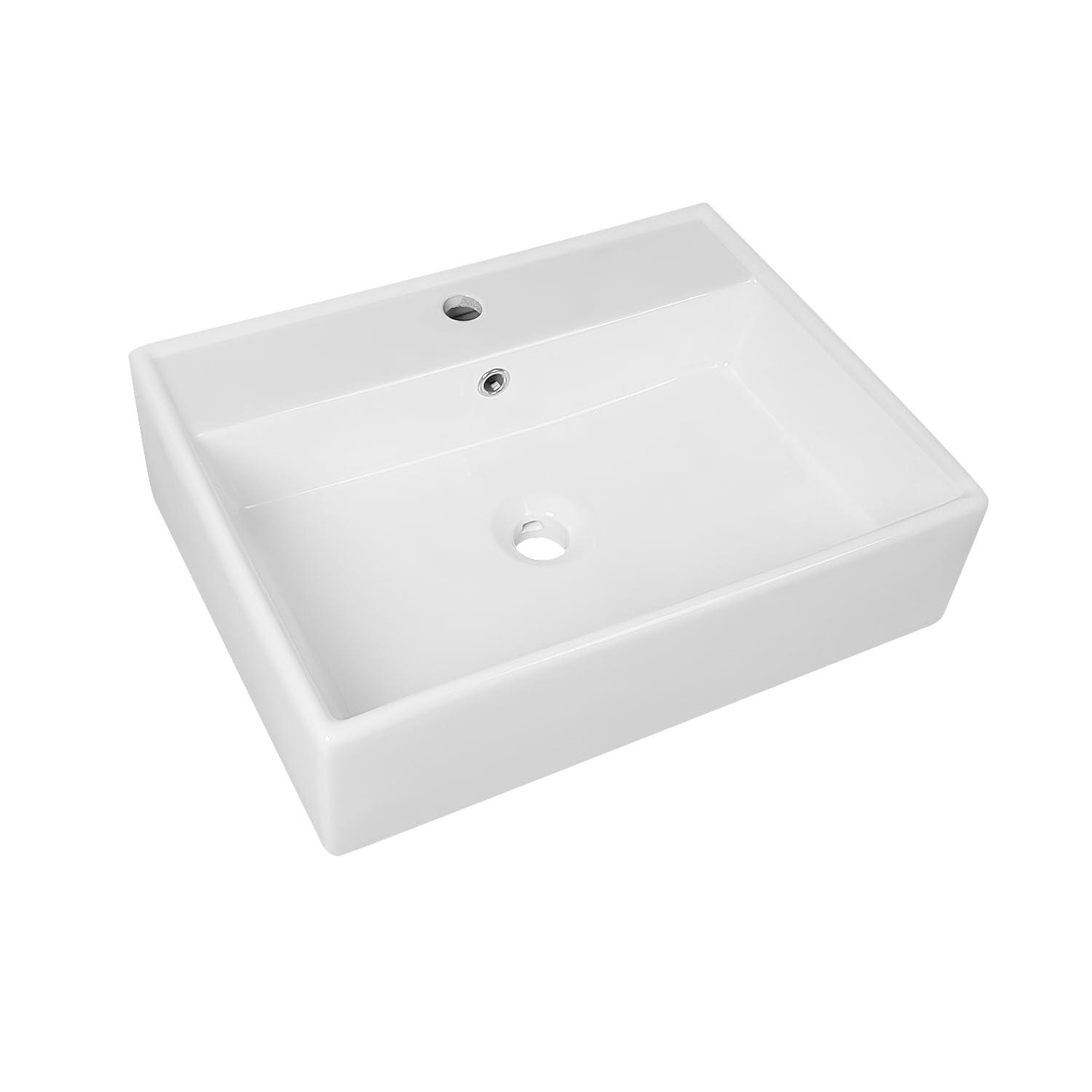 23'' x 18'' White Rectangular Vitreous China Wall Mount Bathroom Sink with Overflow