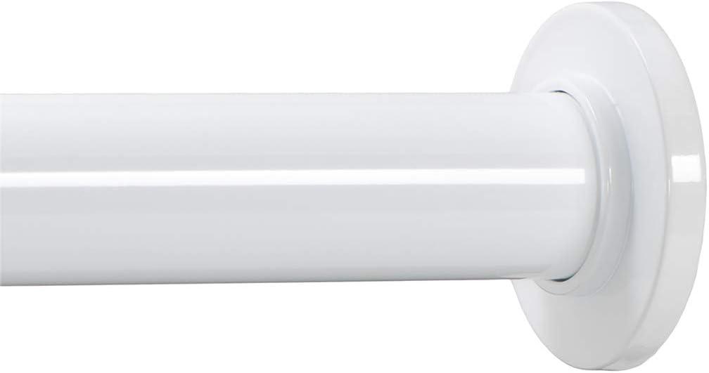 White Adjustable Metal Tension Curtain Rod 24-36 Inches