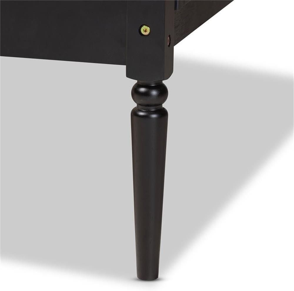 Twin Hancock Wood & Synthetic Rattan Daybed Charcoal - Baxton Studio: Frame, No Trundle